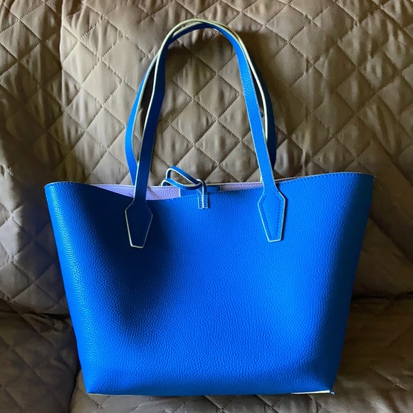 GUESS Bobbi 2-in-1 Reversible Tote Handbag & Removable Pouch Blue/Purple - Picture 1 of 8